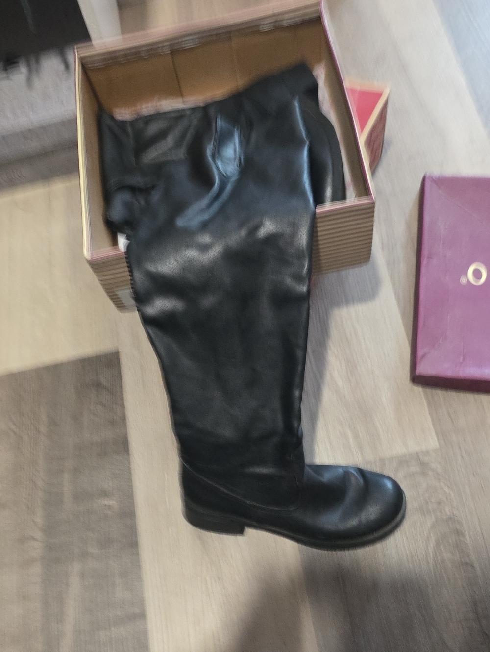 BAMBOO Black Over-the-Knee Smooth Leather Boots